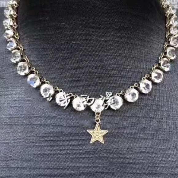 Christian Dior Rock Rhinestone Gold Heart Choker Necklace - Picture 1 of 6